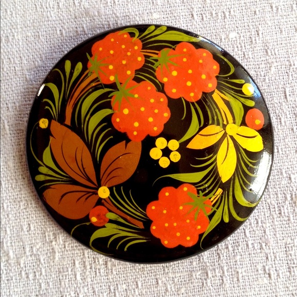 Vintage Set Ukrainian Floral Folk Art Brooches - Picture 3 of 8